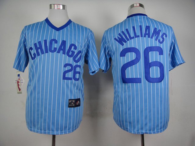 Men Chicago Cubs 26 Williams Blue Throwback MLB Jerseys